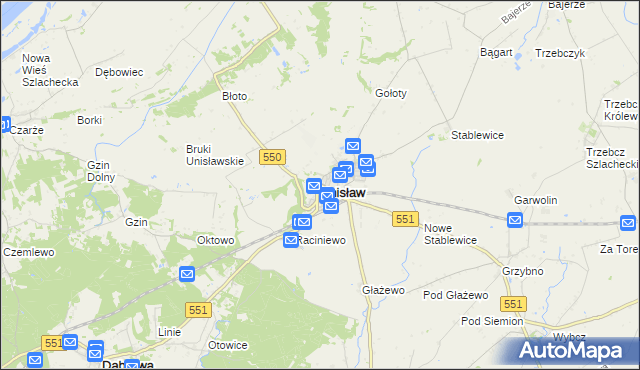 mapa Unisław powiat chełmiński, Unisław powiat chełmiński na mapie Targeo