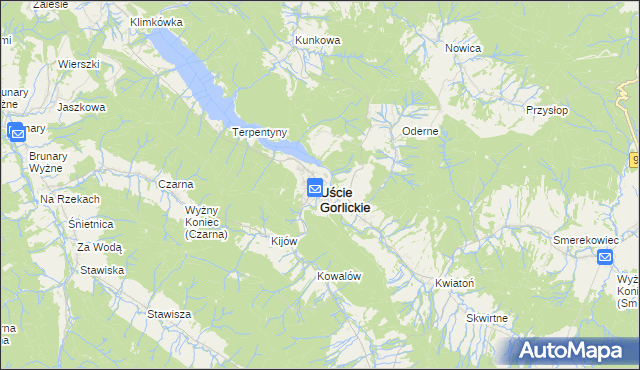mapa Uście Gorlickie, Uście Gorlickie na mapie Targeo