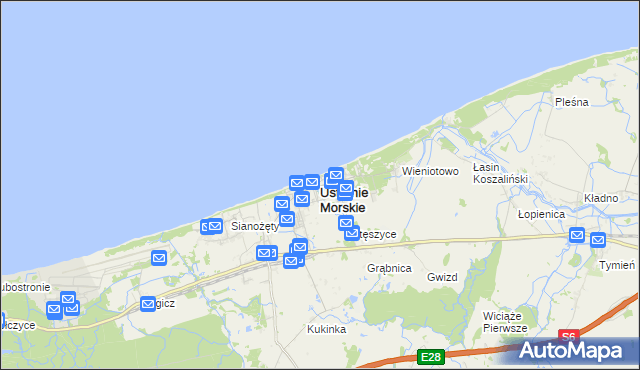 mapa Ustronie Morskie, Ustronie Morskie na mapie Targeo