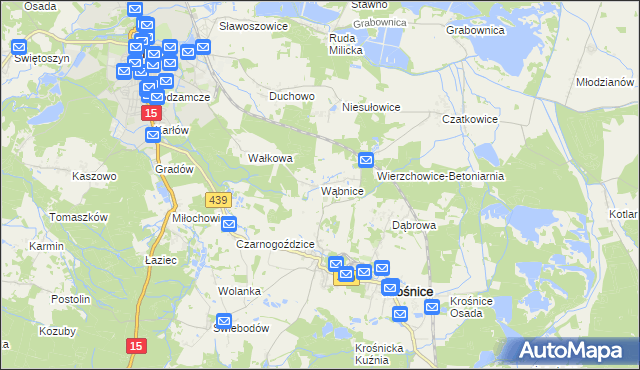 mapa Wąbnice, Wąbnice na mapie Targeo