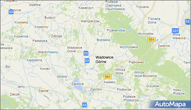 mapa Wadowice Górne, Wadowice Górne na mapie Targeo