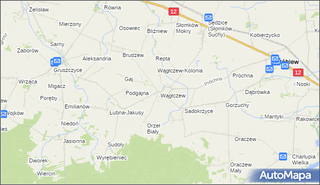 mapa Wągłczew, Wągłczew na mapie Targeo