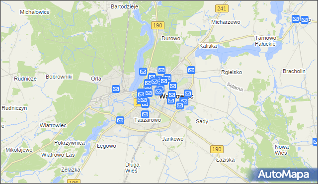 mapa Wągrowiec, Wągrowiec na mapie Targeo