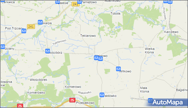 mapa Wałdowo gmina Sępólno Krajeńskie, Wałdowo gmina Sępólno Krajeńskie na mapie Targeo