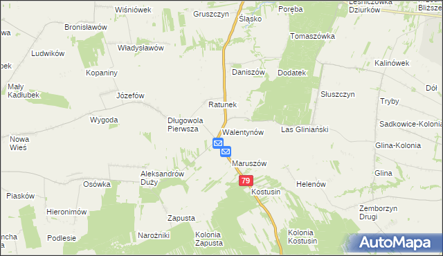 mapa Walentynów gmina Lipsko, Walentynów gmina Lipsko na mapie Targeo