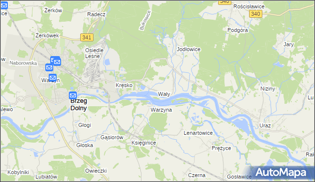 mapa Wały gmina Brzeg Dolny, Wały gmina Brzeg Dolny na mapie Targeo