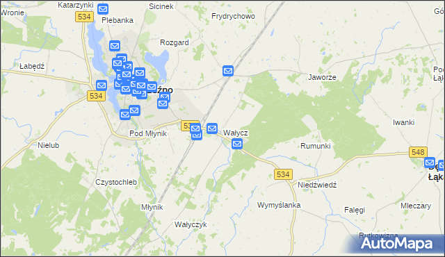 mapa Wałycz, Wałycz na mapie Targeo