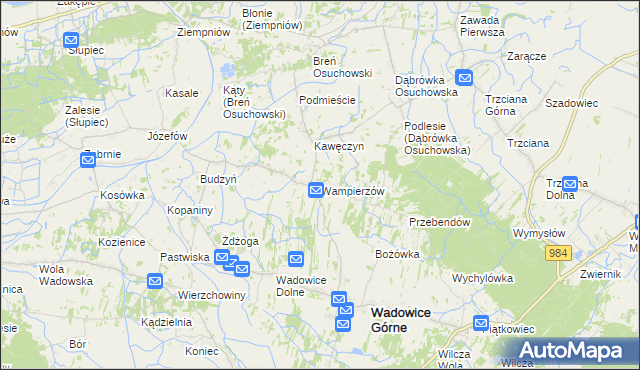 mapa Wampierzów, Wampierzów na mapie Targeo