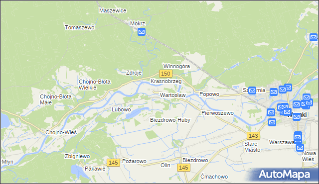 mapa Wartosław, Wartosław na mapie Targeo