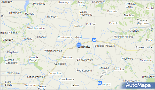 mapa Waśniów, Waśniów na mapie Targeo