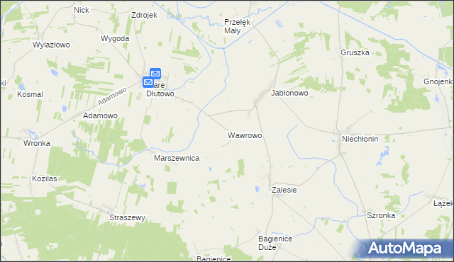 mapa Wawrowo, Wawrowo na mapie Targeo