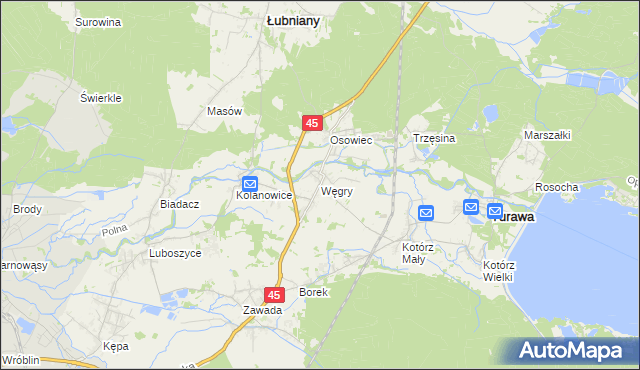 mapa Węgry gmina Turawa, Węgry gmina Turawa na mapie Targeo