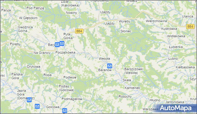 mapa Wesoła gmina Nozdrzec, Wesoła gmina Nozdrzec na mapie Targeo