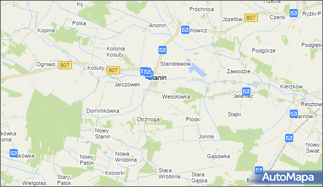mapa Wesołówka gmina Stanin, Wesołówka gmina Stanin na mapie Targeo