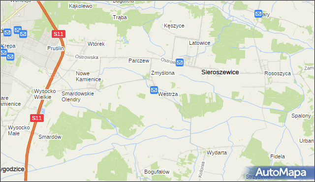 mapa Westrza, Westrza na mapie Targeo
