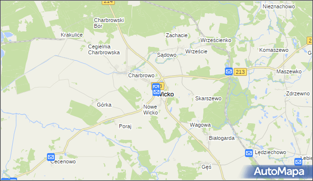 mapa Wicko powiat lęborski, Wicko powiat lęborski na mapie Targeo