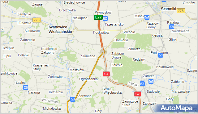 mapa Widoma gmina Iwanowice, Widoma gmina Iwanowice na mapie Targeo