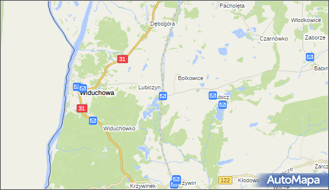 mapa Widuchowa-Stacja, Widuchowa-Stacja na mapie Targeo