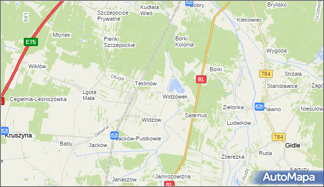 mapa Widzówek, Widzówek na mapie Targeo