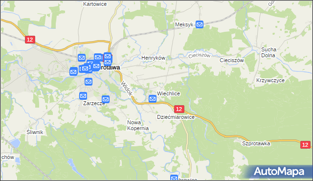 mapa Wiechlice, Wiechlice na mapie Targeo