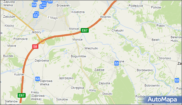 mapa Wiechucice, Wiechucice na mapie Targeo