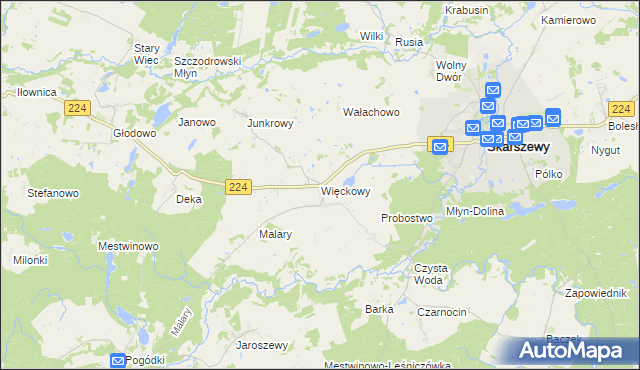 mapa Więckowy, Więckowy na mapie Targeo