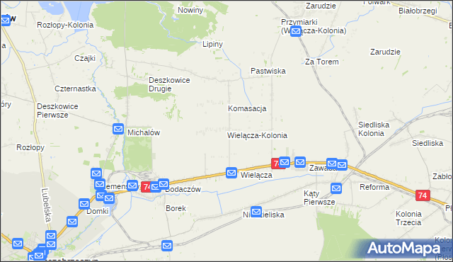 mapa Wielącza-Kolonia, Wielącza-Kolonia na mapie Targeo