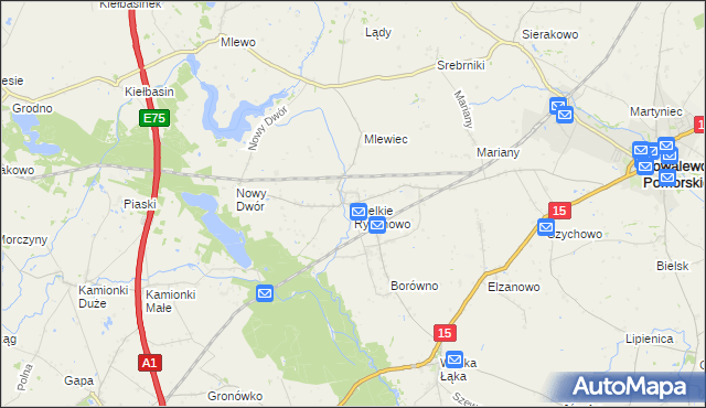 mapa Wielkie Rychnowo, Wielkie Rychnowo na mapie Targeo