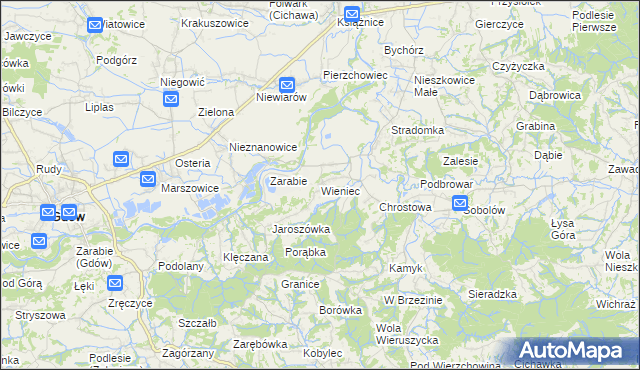 mapa Wieniec gmina Gdów, Wieniec gmina Gdów na mapie Targeo