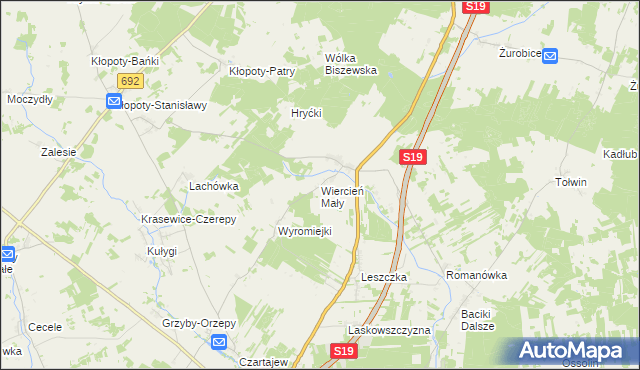 mapa Wiercień Mały, Wiercień Mały na mapie Targeo