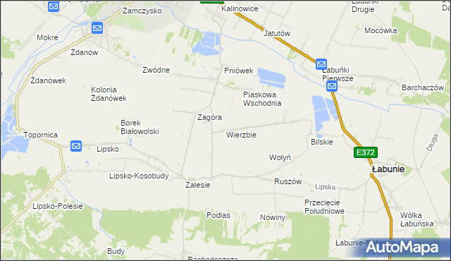 mapa Wierzbie gmina Łabunie, Wierzbie gmina Łabunie na mapie Targeo