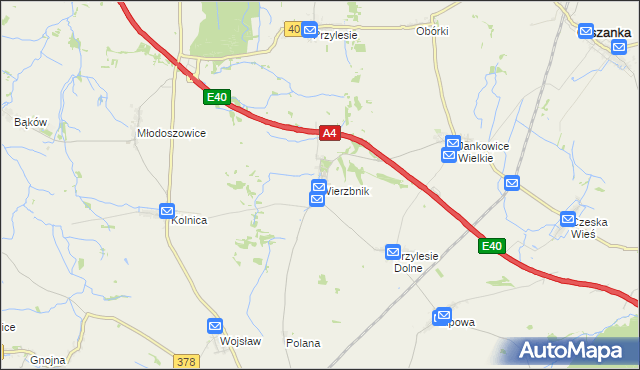 mapa Wierzbnik gmina Grodków, Wierzbnik gmina Grodków na mapie Targeo