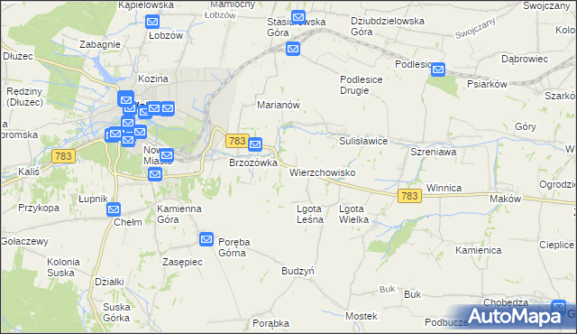mapa Wierzchowisko gmina Wolbrom, Wierzchowisko gmina Wolbrom na mapie Targeo