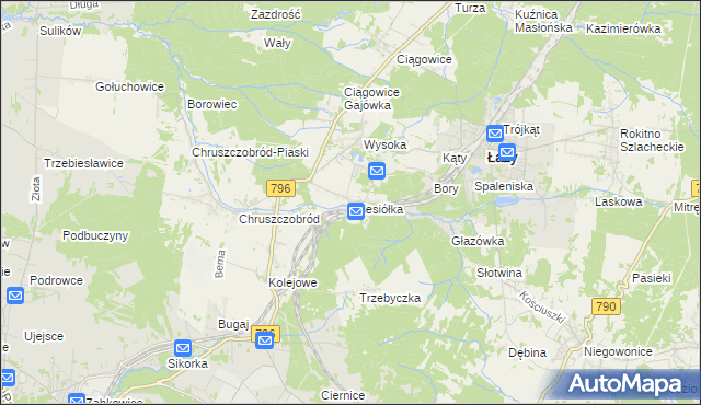 mapa Wiesiółka gmina Łazy, Wiesiółka gmina Łazy na mapie Targeo