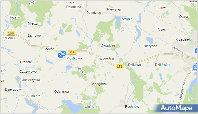 mapa Wiewiórki gmina Barlinek, Wiewiórki gmina Barlinek na mapie Targeo