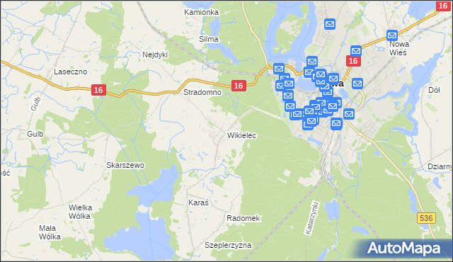 mapa Wikielec gmina Iława, Wikielec gmina Iława na mapie Targeo