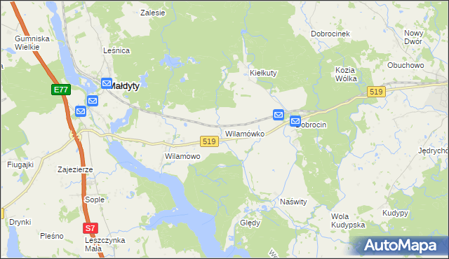 mapa Wilamówko, Wilamówko na mapie Targeo