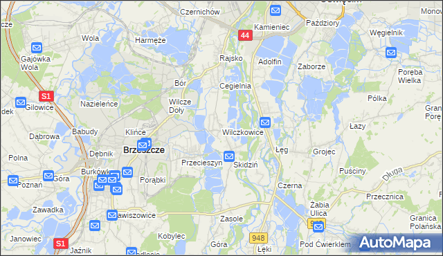 mapa Wilczkowice gmina Brzeszcze, Wilczkowice gmina Brzeszcze na mapie Targeo