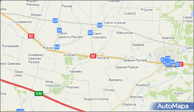 mapa Wilczna gmina Słupca, Wilczna gmina Słupca na mapie Targeo