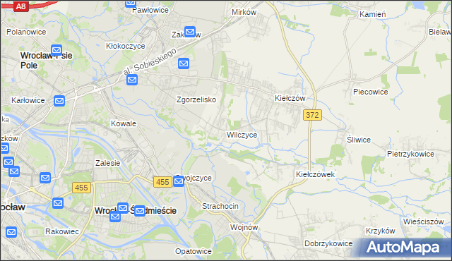 mapa Wilczyce gmina Długołęka, Wilczyce gmina Długołęka na mapie Targeo
