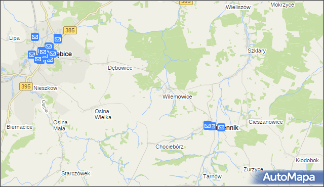 mapa Wilemowice, Wilemowice na mapie Targeo