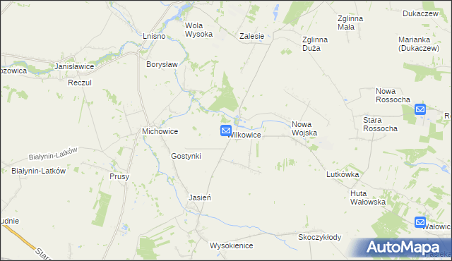 mapa Wilkowice gmina Rawa Mazowiecka, Wilkowice gmina Rawa Mazowiecka na mapie Targeo