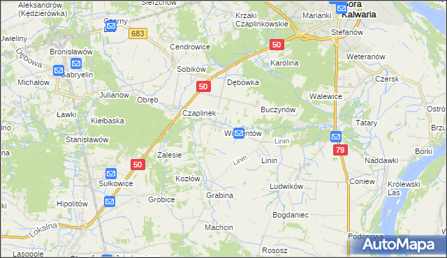 mapa Wincentów gmina Góra Kalwaria, Wincentów gmina Góra Kalwaria na mapie Targeo