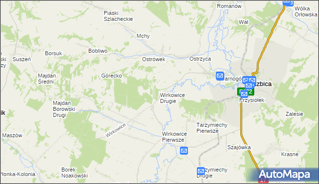 mapa Wirkowice Drugie, Wirkowice Drugie na mapie Targeo