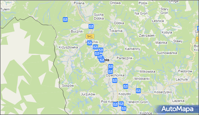 mapa Wisła, Wisła na mapie Targeo