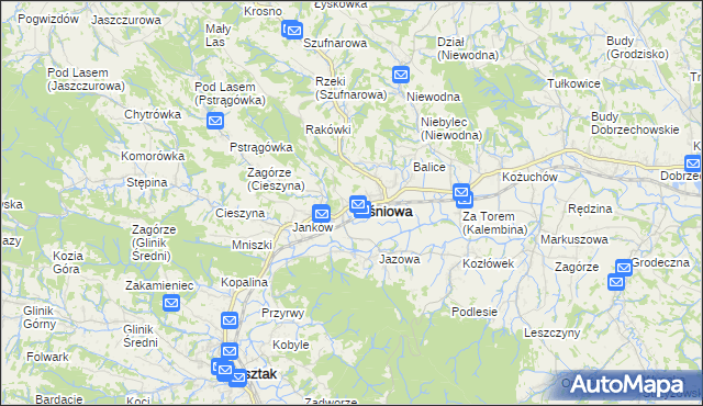 mapa Wiśniowa powiat strzyżowski, Wiśniowa powiat strzyżowski na mapie Targeo