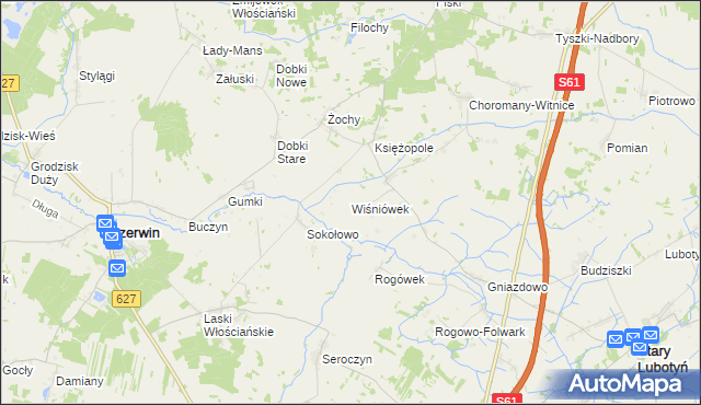 mapa Wiśniówek gmina Czerwin, Wiśniówek gmina Czerwin na mapie Targeo
