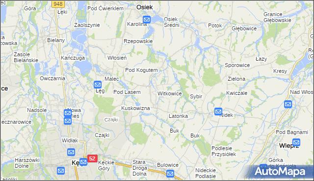 mapa Witkowice gmina Kęty, Witkowice gmina Kęty na mapie Targeo