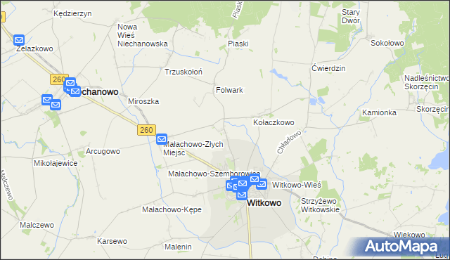 mapa Witkówko, Witkówko na mapie Targeo