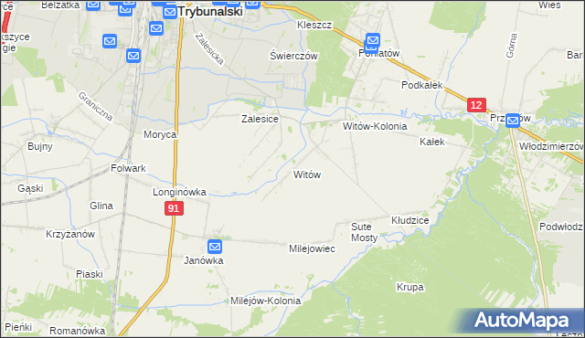 mapa Witów gmina Sulejów, Witów gmina Sulejów na mapie Targeo